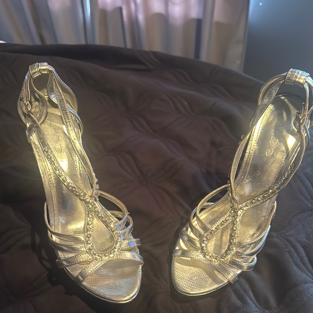 Elegant Silver Strappy Heels